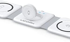 UCOMX Nano 3 in 1 Wireless Charger for iPhone,Magnetic Foldable 3 in 1 Charging Station,Travel Charger for Multple Devices for iPhone 15/14/13/12 Series,AirPods Pro,iWatch(Adapter Included)