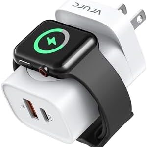 VRURC for Apple Watch Charger, PD 20W 3-in-1 Fast Charging Block with Magnetic Wireless Charging & Dual Ports, Foldable Plug USB C Wall Charger Compatible with iPhone,Android,Tablets etc-White