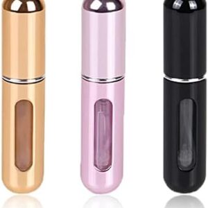 KAYZON Travel Mini Perfume Refillable Atomizer Container, Portable Perfume Scent Pump Case Fragrance Empty Spray Bottle for Traveling and Outgoing (3 Pack, 5ml) (3 Pcs)