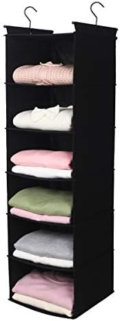MAX Houser 6 Tier Shelf Hanging Closet Organizer, Closet Hanging Shelf with 2 Sturdy Hooks for Storage, Foldable (Black) - Image 3