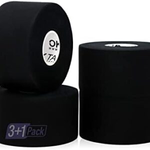 OK TAPE Athletic Sports Tape（4 Packs) - 45ft Per Roll Very Strong Tape for Athlete & Sport Trainers & First Aid Injury Wrap, Perfect for Fingers Ankles Wrist on Bat, Hockey Stick - Black