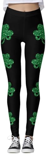 soighxzc St Patricks Day Leggings for Women Shamrock Leaves Green Pant Slim Fit Tummy Control Leggings Irish Green Yoga Pants - Image 4