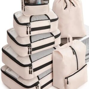 Veken 8 Set Packing Cubes for Suitcases, Luggage Organizer Bags Set for Carry on, Travel Gifts for Women, Travel Essentials Travel Accessories in 4 Sizes(Extra Large, Large, Medium, Small)