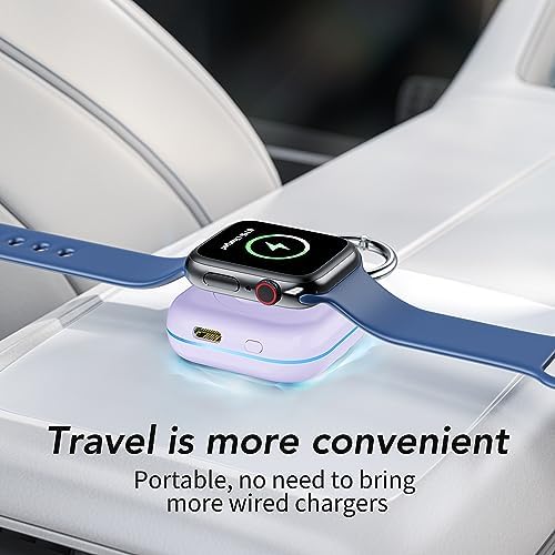 Portable Travel Charger for Apple Watch Series 8,Wireless iWatch Charger 1200mAh Power Bank with Charging Cable, Purse Keychain Smart Watch Charger for Apple Watch Series 9/8/7/6/SE/5/4/3/2/1/UItra - Image 6
