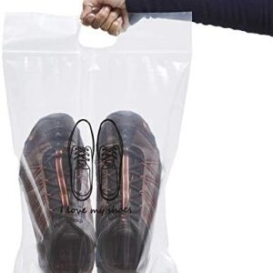 12 pieces of Zipper Heavy duty Clear Plastic Poly Bags Resealable Storage Shoes, Boot, Clothing, Linens, Books, Toys and others, a pleated expandable bottom. (Gentleman Shoes Bags)