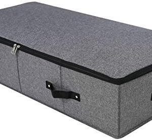 AMJ Extra Length Under Bed Storage Organization Containers for Shoes, Clothing, Bedding, 35.5 x 16.5 x 7“, Black Gray