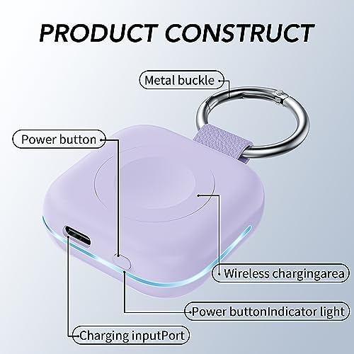 Portable Travel Charger for Apple Watch Series 8,Wireless iWatch Charger 1200mAh Power Bank with Charging Cable, Purse Keychain Smart Watch Charger for Apple Watch Series 9/8/7/6/SE/5/4/3/2/1/UItra - Image 2