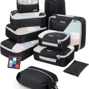 ALL INCLUDED 10 Set Durable Packing Cubes for Suitcases,OlarHike Travel Essentials,UPGRADED Anti-Tear Stitching, NEW Improved Luggage Packing Organizers for Travel Accessories(Black)