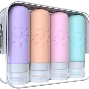 Zafit Travel Bottles for Toiletries, TSA Approved Travel Containers 3oz Leak Proof Travel Tubs Refillable Liquid Travel Accessories for Shampoo Conditioner Lotion Body Wash(Multicolored C)