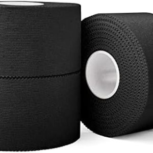 (3 Pack) Black Athletic Sports Tape, Very Strong Easy Tear No Sticky Residue Tape for Athlete & Sport Trainers & First Aid Injury Wrap,Suitable for Bats,Tennis,Gymnastics & Boxing（1.5in X 35ft）