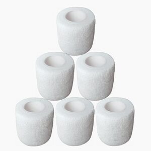 Hysiwen 6 Pack 2" x 5 Yards Self Adhesive Bandage Breathable Cohesive Wrap Self Adherent Vet Tape Self Stick Bandage Wrap for Sports, Athletic, Wrist, Ankle(White)