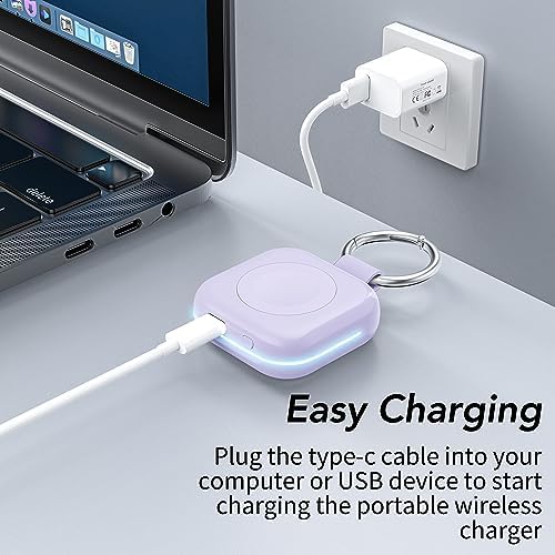 Portable Travel Charger for Apple Watch Series 8,Wireless iWatch Charger 1200mAh Power Bank with Charging Cable, Purse Keychain Smart Watch Charger for Apple Watch Series 9/8/7/6/SE/5/4/3/2/1/UItra - Image 5