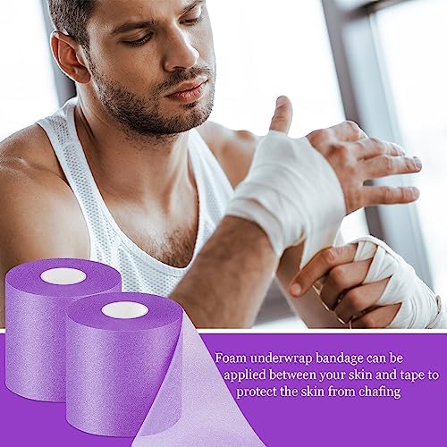 30 Yards Pre-wrap Athletic Tape Foam Underwrap Tape Sports Foam Underwrap Bandage Athletic Foam Tape for Wrists Elbows Knees Ankles Hair, 2.76 Inches (Purple) - Image 6