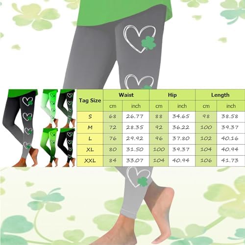 soighxzc St Patricks Day Leggings for Women Shamrock Leaves Green Pant Slim Fit Tummy Control Leggings Irish Green Yoga Pants - Image 5