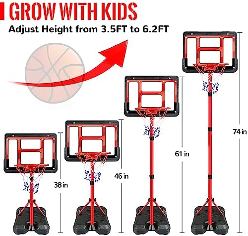 Kids Basketball Hoop with Stand, Adjustable Basketball Set, Toddler Basketball Toys for Boys Age 3 4 5 6 7 8, Indoor Outdoor Backyard Sport Game Gifts - Image 3