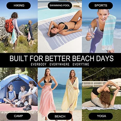 Cotton Turkish Beach Towels Quick Dry Sand Free Oversized Bath Pool Swim Towel Extra Large Xl Big Blanket Adult Travel Essentials Cruise Accessories Must Haves Clearance Vacation Stuff Necessities - Image 2