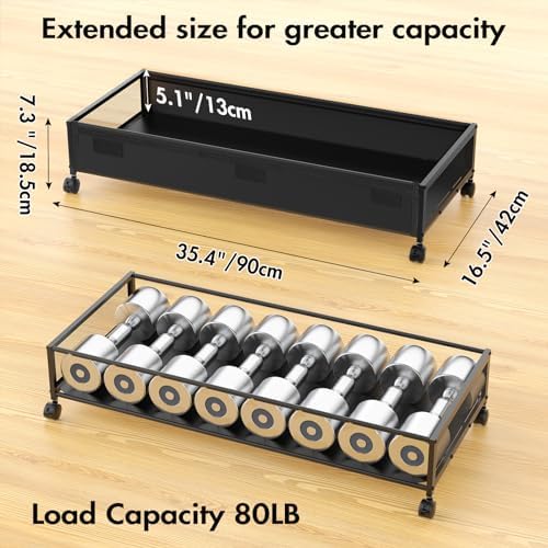 MixcMax Under Bed Storage Bins With Lids - 2Pack Lengthen Underbed Storage Containers with Wheels, Large Capacity Metal Clothes Organizer for Bedroom, Storage Box for Clothing Shoes Blanke Sheet - Image 2