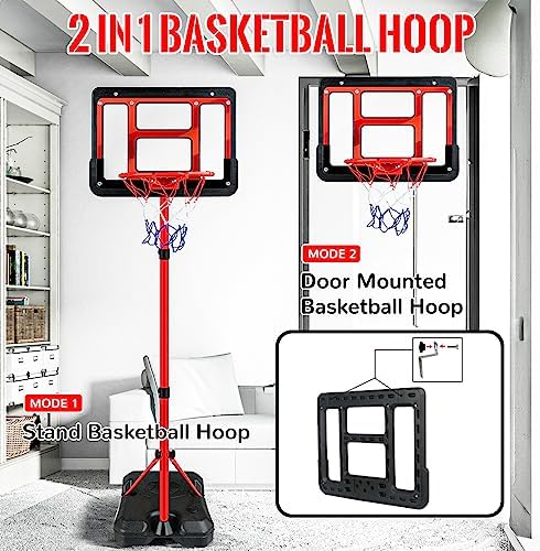 Kids Basketball Hoop with Stand, Adjustable Basketball Set, Toddler Basketball Toys for Boys Age 3 4 5 6 7 8, Indoor Outdoor Backyard Sport Game Gifts - Image 2