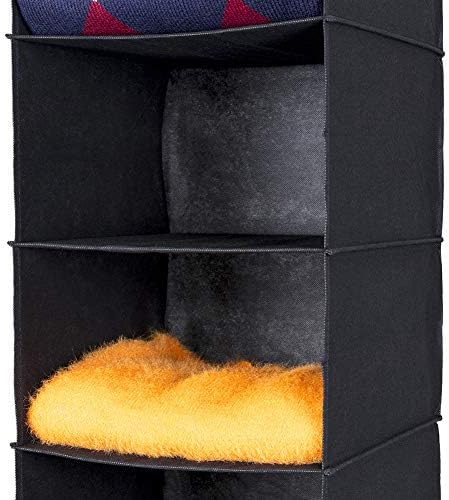 MAX Houser 6 Tier Shelf Hanging Closet Organizer, Closet Hanging Shelf with 2 Sturdy Hooks for Storage, Foldable (Black) - Image 5