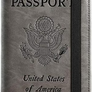Passport Holder Cover Wallet Travel Essentials RFID Blocking Leather Card Case International Travel Must Haves Travel Accessories for Women Men(101#Coffee Grey)