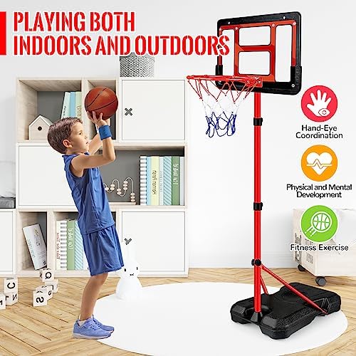 Kids Basketball Hoop with Stand, Adjustable Basketball Set, Toddler Basketball Toys for Boys Age 3 4 5 6 7 8, Indoor Outdoor Backyard Sport Game Gifts - Image 4