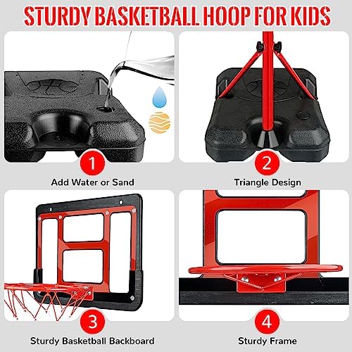 Kids Basketball Hoop with Stand, Adjustable Basketball Set, Toddler Basketball Toys for Boys Age 3 4 5 6 7 8, Indoor Outdoor Backyard Sport Game Gifts - Image 7