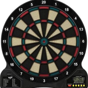 Fat Cat by GLD Products 727 Electronic Dartboard Value Size Over 15 Games and 132 Options Auto-Scoring Compact Display with Missed-Dart Throw Catch Ring Soft Tip Darts and Extra Points Battery Operated, multicolored, one size