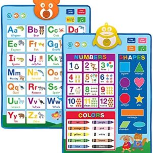 Global Printed Products Electronic Interactive Educational Wall Chart Posters for Kids, Toddlers - Learn ABCs, Colors, Shapes, Numbers, Music (Pack of 2)