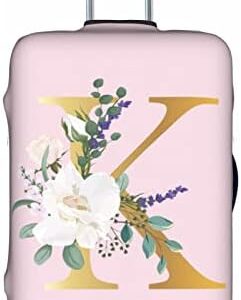 Flower Lette K Pink Luggage Cover Elastic Washable Stretch Suitcase Protector Anti-Scratch Travel Suitcase Cover for Kid and Adult L (25-28 inch suitcase)