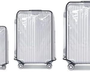 Klmsscxy 3 Pieces Clear PVC Suitcase Cover Luggage Cover Luggage Protector Suitcase Cover Set for Luggage Set of 3 Luggage Covers for Suitcase (20-24-28Inch)