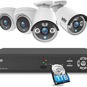 JouSecu 8CH Home Security Camera System Outdoor Indoor, 2MP HD 5-in-1 Surveillance DVR Recorder and (4) Wired 1080P CCTV Bullet Dome Cameras with Night Vision, Email Alert, 1TB Hard Drive
