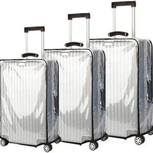 LADYGG 3 Pieces Clear Luggage Covers PVC Suitcase Cover Thicken Protectors Waterproof Cover for Luggage (20"+24"+28")