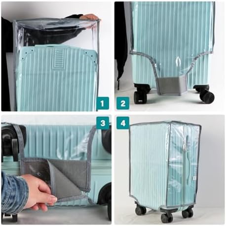 FOMIBOBRI 3 PCS Luggage Covers for Suitcase,Clear Pvc Luggage Protectors,Suitcase Covers,Ransparent Travel Suitcase Wrap,Protective Cover Case for 20"+24"+28" Wheeled Luggage (Black) - Image 6