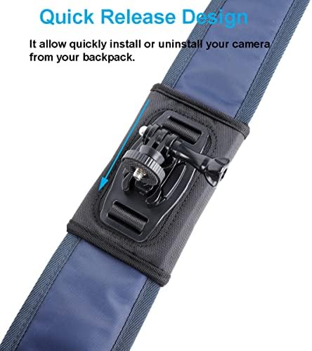 PellKing Camera Backpack Belt Mount for Insta360 One X3/ One X2/ One R/Go 2 Compatible with GoPro Hero10 /9/8/7/6 and Other Action Camera, with 1/4 Adapter - Image 3
