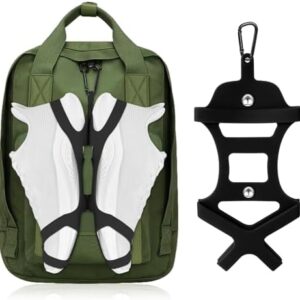 Shoe Holder for Backpack, takyu Elastic Silicone Shoe Holster with Backpack Clips for Sneaker Bag, Hang Extra Shoes Cleats Boots or Gear on Your Bag (Black）