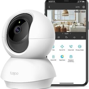 TP-Link Tapo 2K Pan/Tilt Security Camera for Baby Monitor, Dog Camera w/ Motion Detection and Tracking, 2-Way Audio, Night Vision, Cloud &SD Card Storage,Works w/ Alexa & Google Home (Tapo C210),White