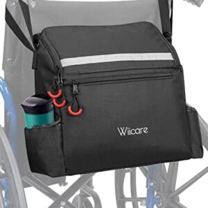 ISSYZONE Wheelchair Backpack Bag with Cup Holder, Upgraded Wheelchair Bags to Hang on Back, Wheelchair Pouch, Backpack for Wheelchair Users, Wheelchair Accessories Bag