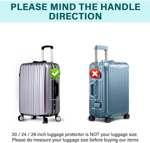 FOMIBOBRI 3 PCS Luggage Covers for Suitcase,Clear Pvc Luggage Protectors,Suitcase Covers,Ransparent Travel Suitcase Wrap,Protective Cover Case for 20"+24"+28" Wheeled Luggage (Black) - Image 2
