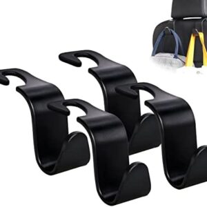 Amooca Car Seat Headrest Hook 4 Pack Hanger Storage Organizer Universal for Handbag Purse Coat fit Universal Vehicle Car Black S Type