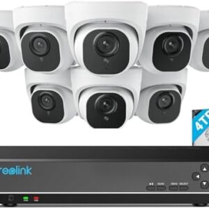 REOLINK 4K Security Camera System, RLK16-800D8, 8pcs H.265 4K PoE, Wired with Person Vehicle Detection, 8MP/4K 16CH NVR with 4TB HDD for 24-7 Recording