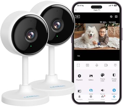 Indoor Camera, litokam Cameras for Home Security with Night Vision, Pet Camera with Phone App, 2K Indoor Security Camera, Motion Detection, 2-Way Audio, WiFi Camera Home Camera Compatible with Alexa