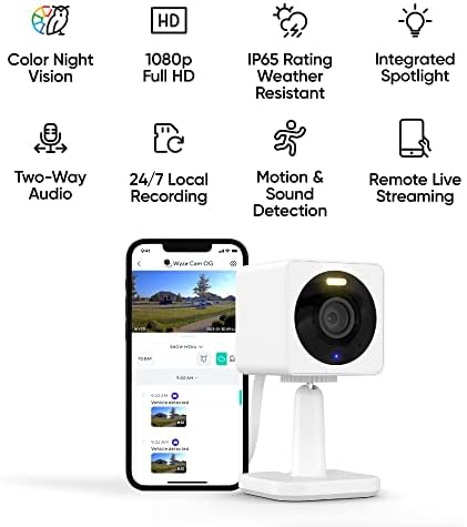 WYZE Cam OG 1080p HD Wi-Fi Security Camera - Indoor/Outdoor, Color Night Vision, Spotlight, 2-Way Audio, Cloud & Local storage- Ideal for Home Security, Baby, Pet Monitoring Alexa Google Assistant - Image 2