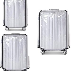 FABULWAY Clear PVC Luggage Cover Protectors - Transparent Waterproof Suitcase Sleeve for 20"+24"+28" Wheeled Suitcases (3PCS)