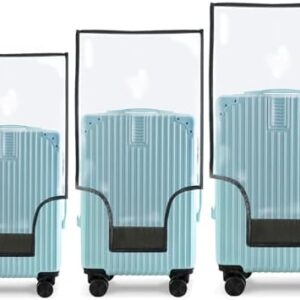 FOMIBOBRI 3 PCS Luggage Covers for Suitcase,Clear Pvc Luggage Protectors,Suitcase Covers,Ransparent Travel Suitcase Wrap,Protective Cover Case for 20"+24"+28" Wheeled Luggage (Black)