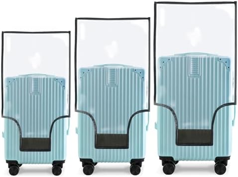 FOMIBOBRI 3 PCS Luggage Covers for Suitcase,Clear Pvc Luggage Protectors,Suitcase Covers,Ransparent Travel Suitcase Wrap,Protective Cover Case for 20"+24"+28" Wheeled Luggage (Black)