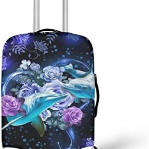 HELLHERO Adorable Dolphin Luggage Cover Washable Suitcase Protector Anti-scratch Suitcase Cover Durable Baggage Cover Fits 18-21 Inch Luggage Covers Hiking Camping Travel