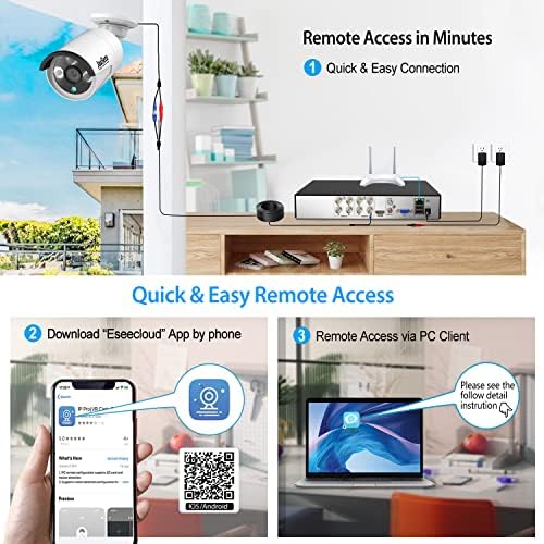 JouSecu 8CH Home Security Camera System Outdoor Indoor, 2MP HD 5-in-1 Surveillance DVR Recorder and (4) Wired 1080P CCTV Bullet Dome Cameras with Night Vision, Email Alert, 1TB Hard Drive - Image 4