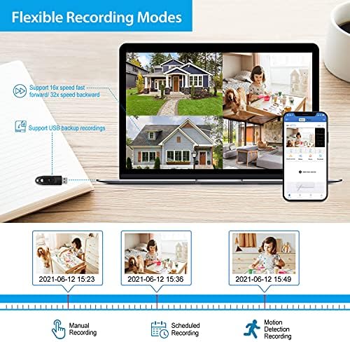 JouSecu 8CH Home Security Camera System Outdoor Indoor, 2MP HD 5-in-1 Surveillance DVR Recorder and (4) Wired 1080P CCTV Bullet Dome Cameras with Night Vision, Email Alert, 1TB Hard Drive - Image 3
