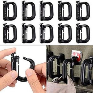 BOOSTEADY 10 Pack Multipurpose D-Ring Grimlock Locking for Molle Webbing with Zippered Pouch