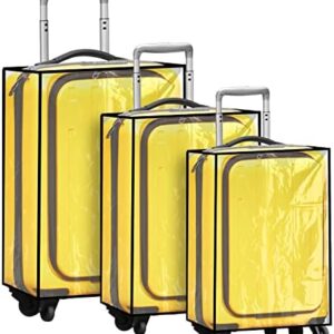 3 Pieces Clear Luggage Cover PVC Suitcase Luggage Cover Protector Waterproof Cover for Luggage Cover (Black Border, Regular Style)